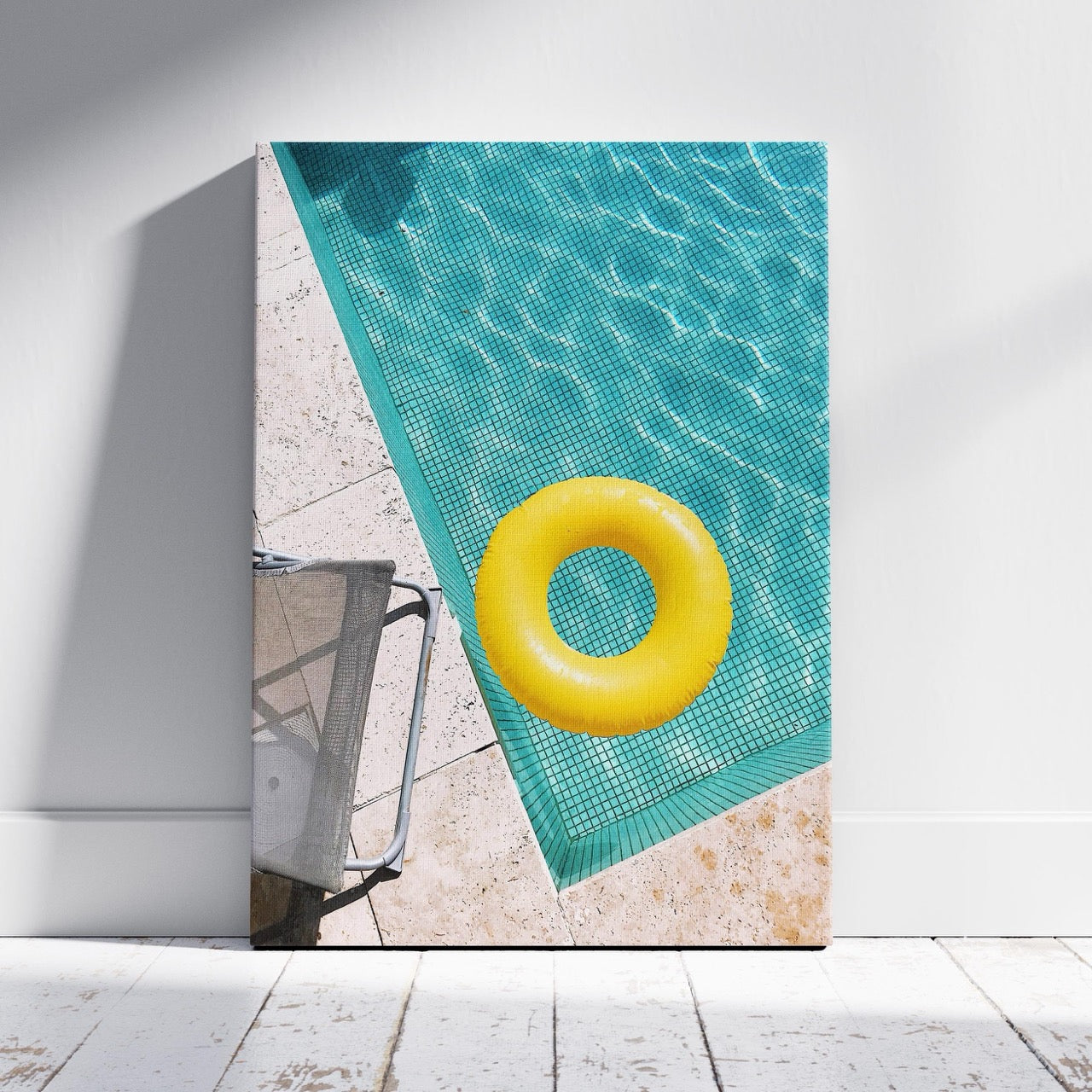Bright Float in Summer Pool - Framed Canvas Wall Art Print - House Prints