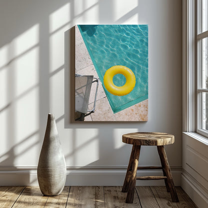 Bright Float in Summer Pool - Framed Canvas Wall Art Print - House Prints