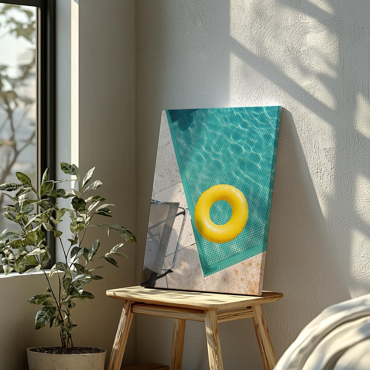 Bright Float in Summer Pool - Framed Canvas Wall Art Print - House Prints