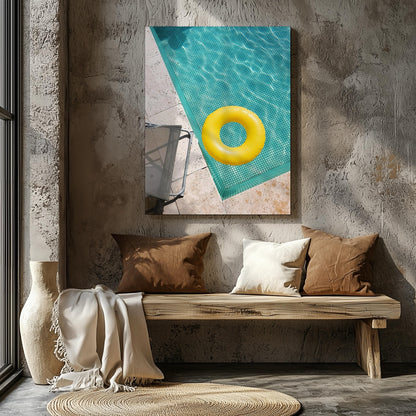 Bright Float in Summer Pool - Framed Canvas Wall Art Print - House Prints