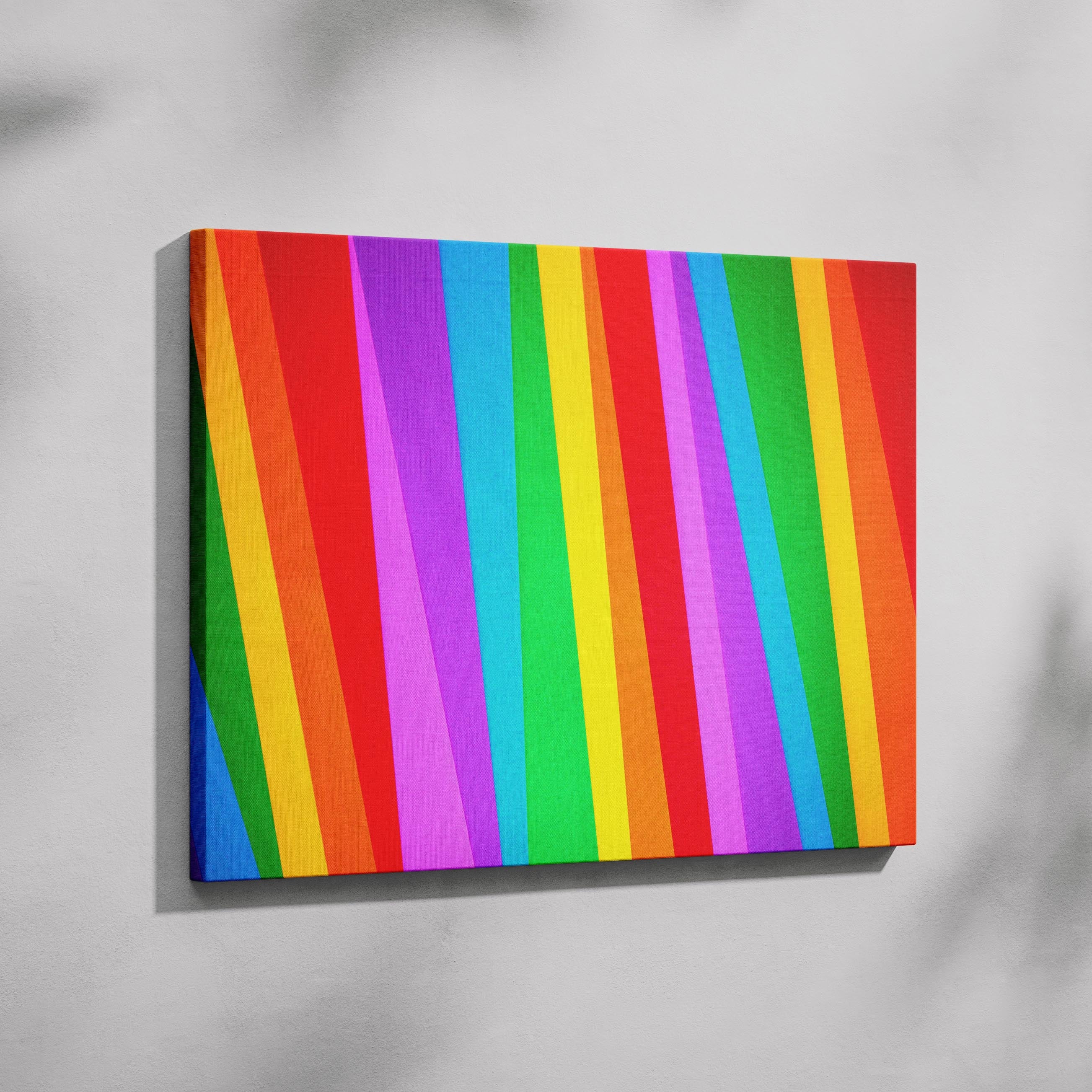 Vibrant Rainbow Spectrum of Colour Stripes - Framed Canvas Wall Art Print | House Prints