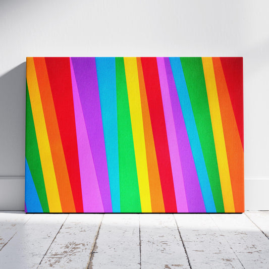 Vibrant Rainbow Spectrum of Colour Stripes - Framed Canvas Wall Art Print - House Prints