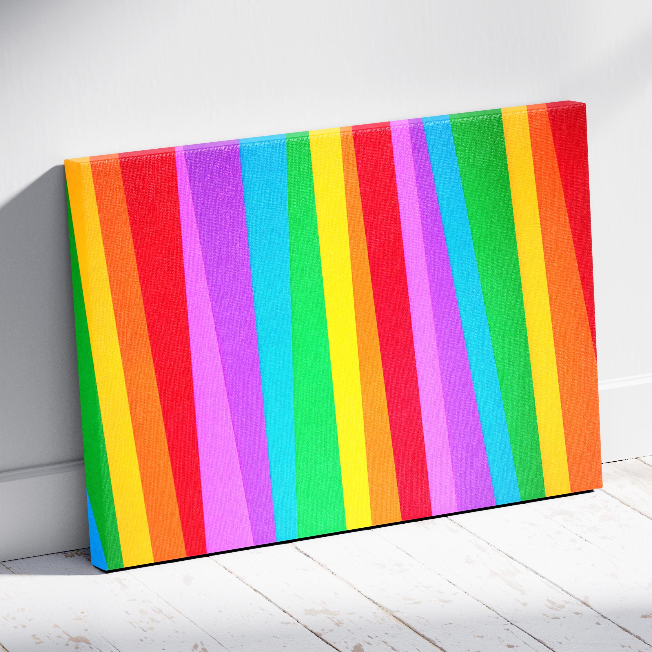 Vibrant Rainbow Spectrum of Colour Stripes - Framed Canvas Wall Art Print | House Prints