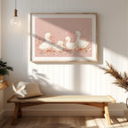 Charming Ducks in Pink Bloom - Rolled Poster Wall Art Print | House Prints