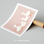 Charming Ducks in Pink Bloom - Rolled Poster Wall Art Print | House Prints