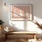 Adorable Geese in a Pink Meadow - Rolled Poster Wall Art Print | House Prints