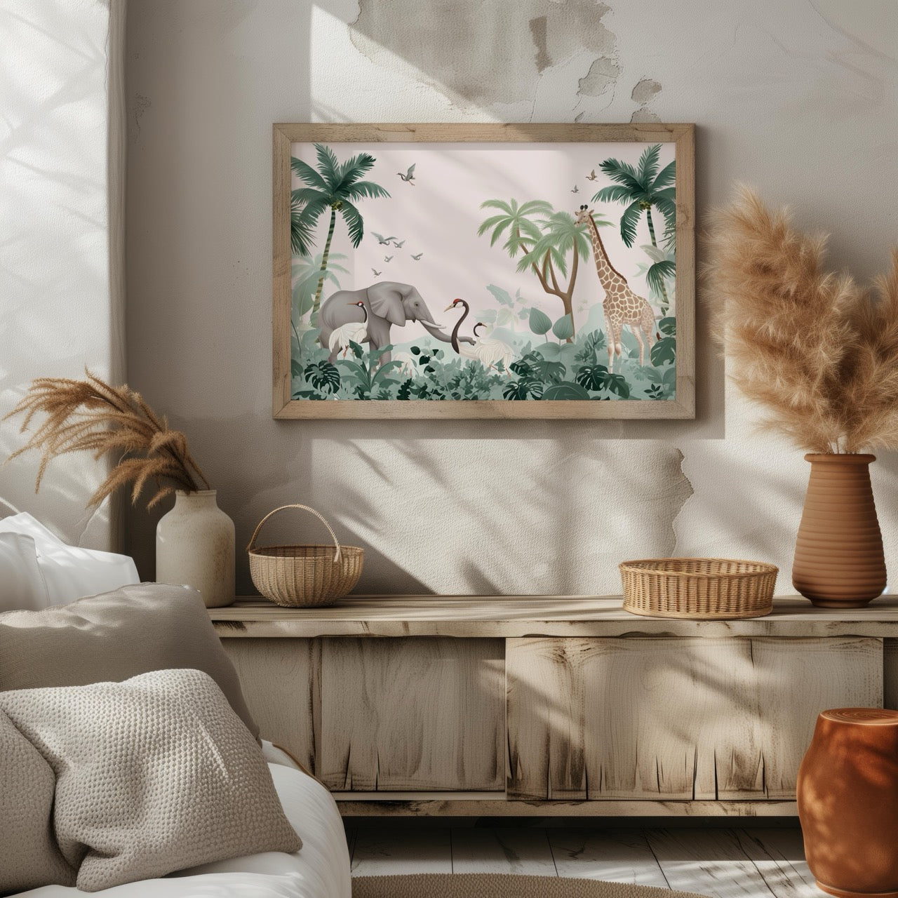 Jungle Animal Friends in Paradise - Rolled Poster Wall Art Print - House Prints