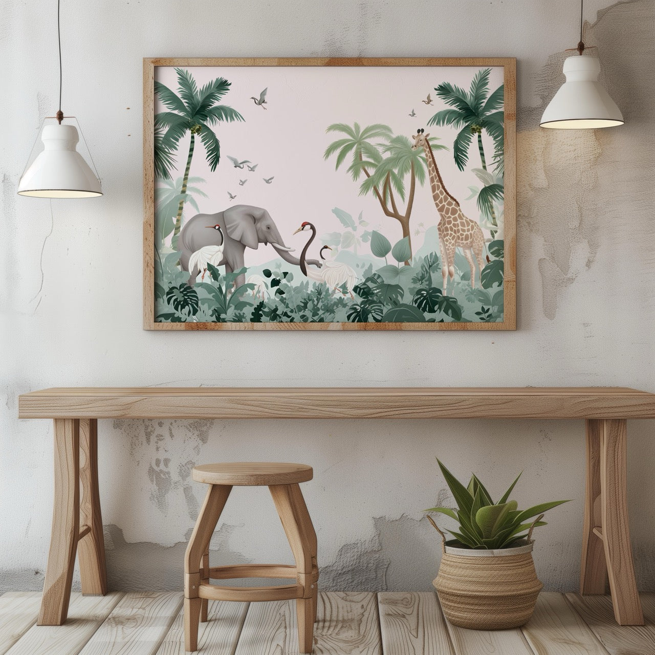 Jungle Animal Friends in Paradise - Rolled Poster Wall Art Print - House Prints