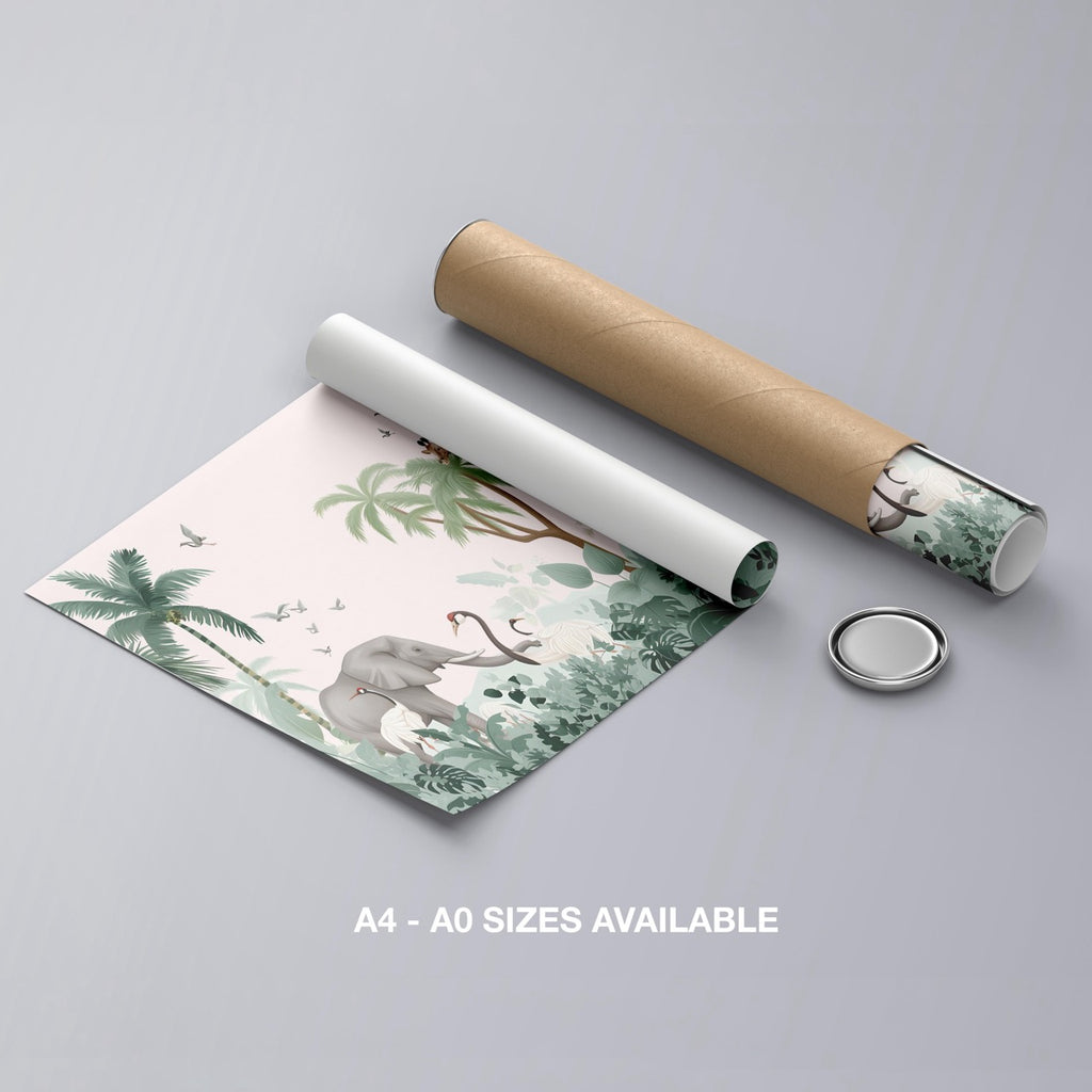 Jungle Animal Friends in Paradise - Rolled Poster Wall Art Print | House Prints