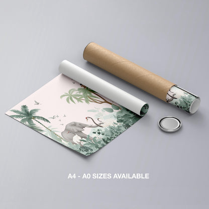 Jungle Animal Friends in Paradise - Rolled Poster Wall Art Print - House Prints