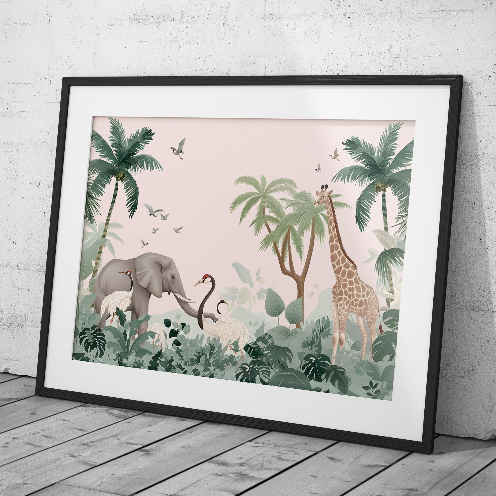 Jungle Animal Friends in Paradise - Rolled Poster Wall Art Print - House Prints