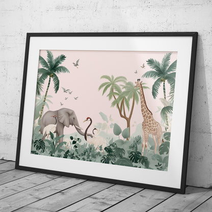 Jungle Animal Friends in Paradise - Rolled Poster Wall Art Print - House Prints