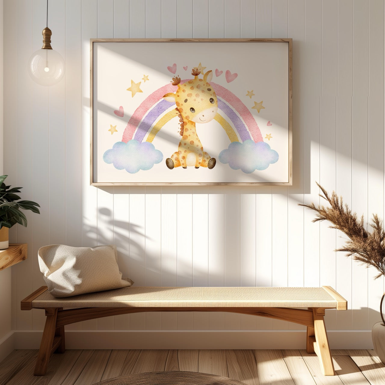 Adorable Dreaming Rainbow Giraffe - Rolled Poster Wall Art Print | House Prints