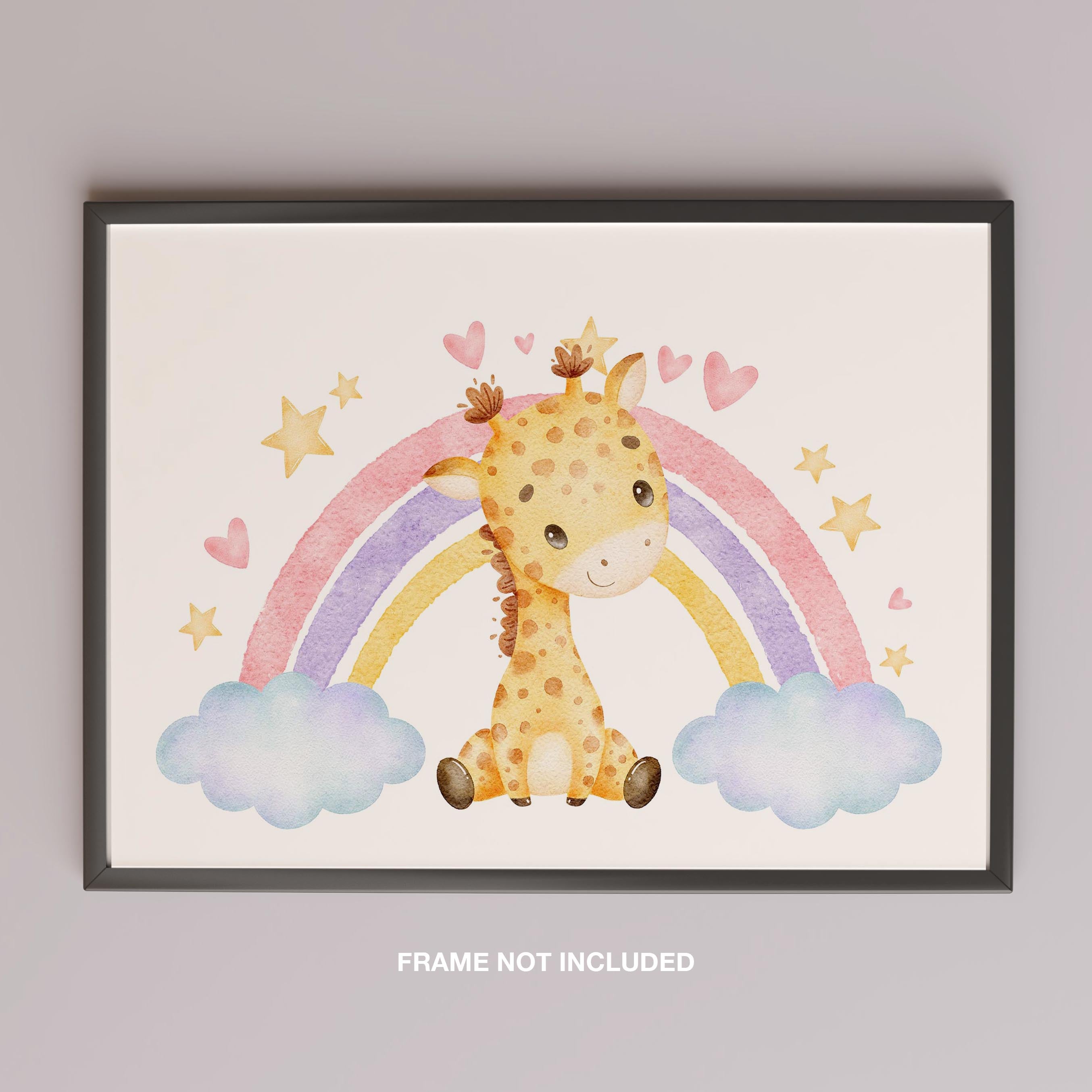 Adorable Dreaming Rainbow Giraffe - Rolled Poster Wall Art Print | House Prints