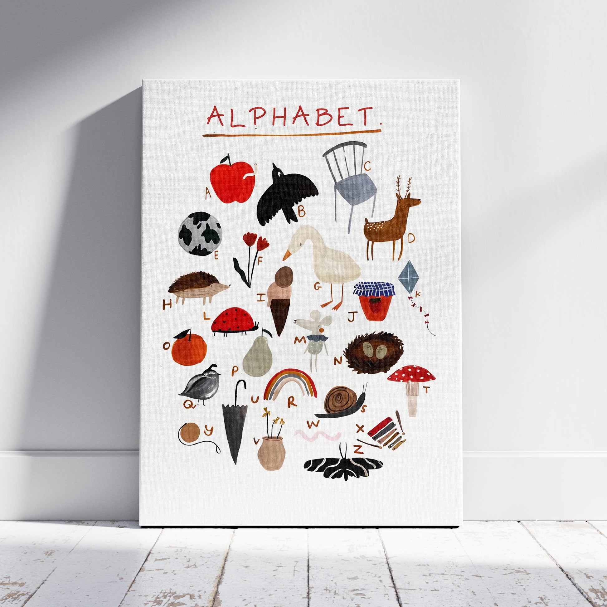 Kids Nursery Learn the ABC Alphabet - Framed Canvas Wall Art Print - House Prints