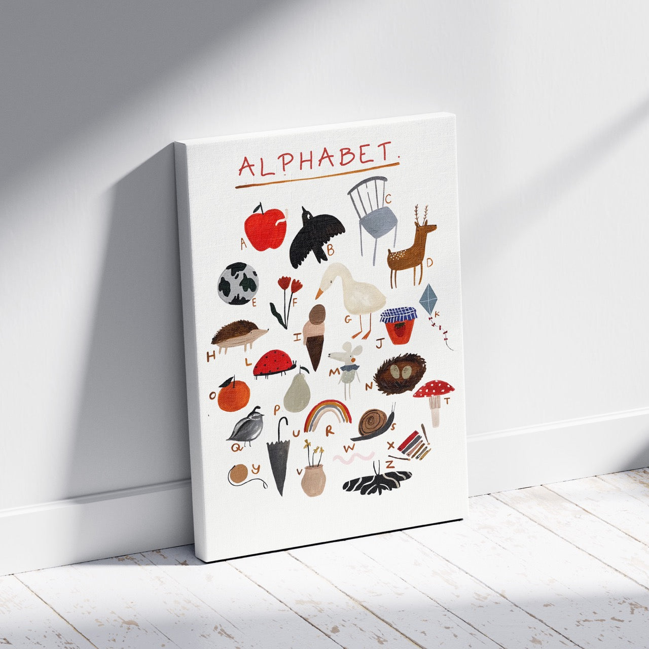 Kids Nursery Learn the ABC Alphabet - Framed Canvas Wall Art Print - House Prints