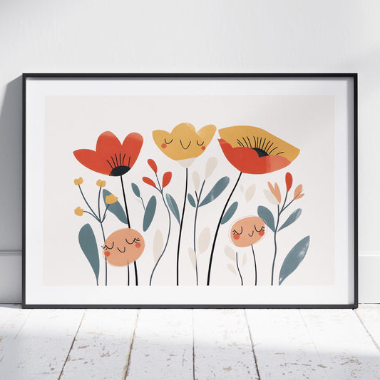 Smiling Floral Wildflower Blooms - Rolled Poster Wall Art Print - House Prints