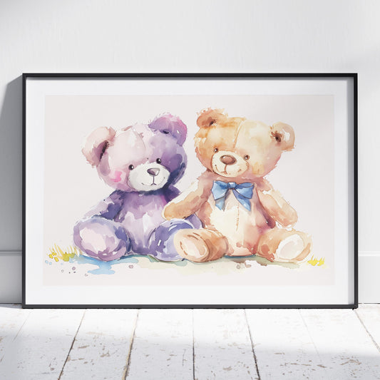 Adorable Nursery Cuddly Teddy Bears - Rolled Poster Wall Art Print - House Prints