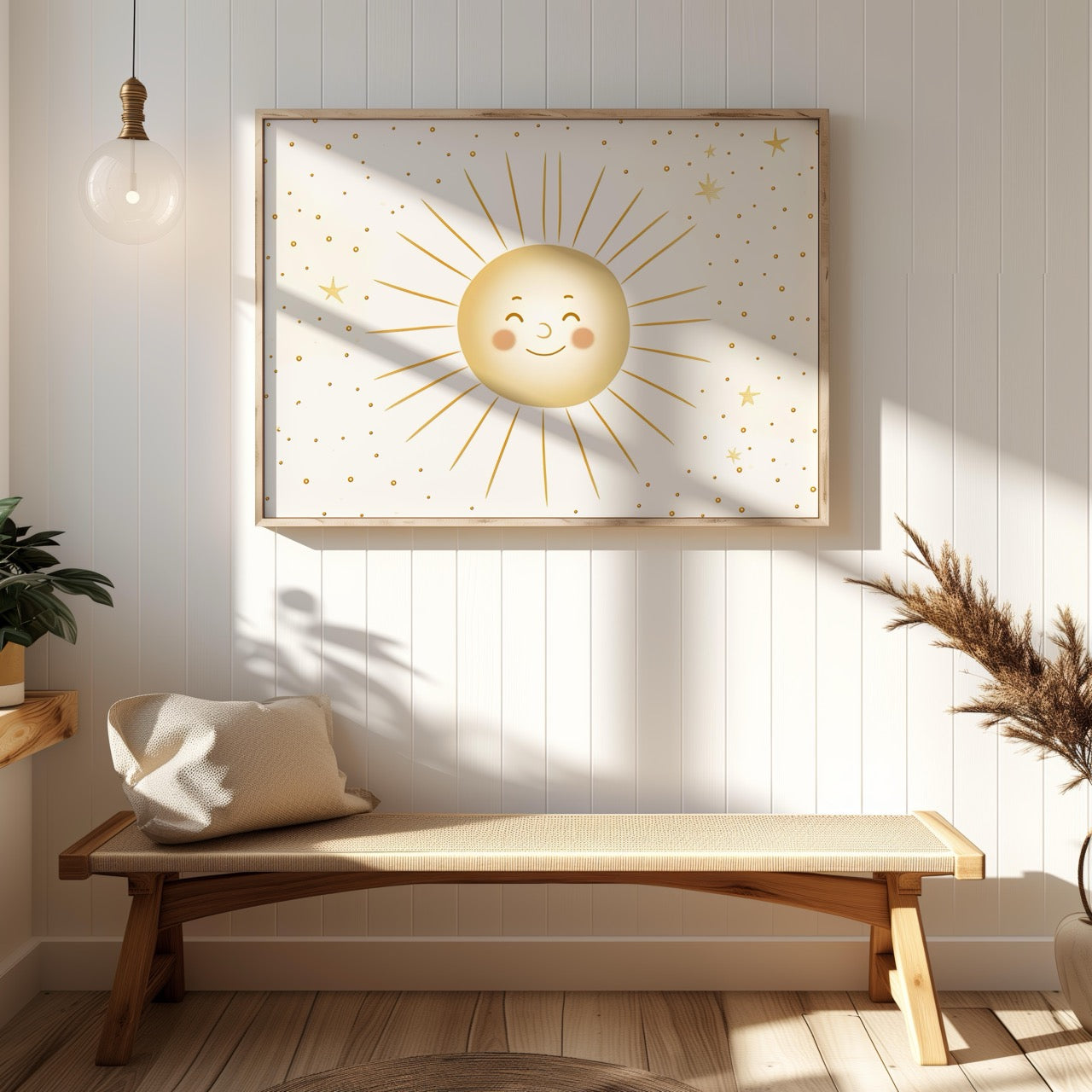 Whimsical Golden Smiley Sunshine - Rolled Poster Wall Art Print | House Prints