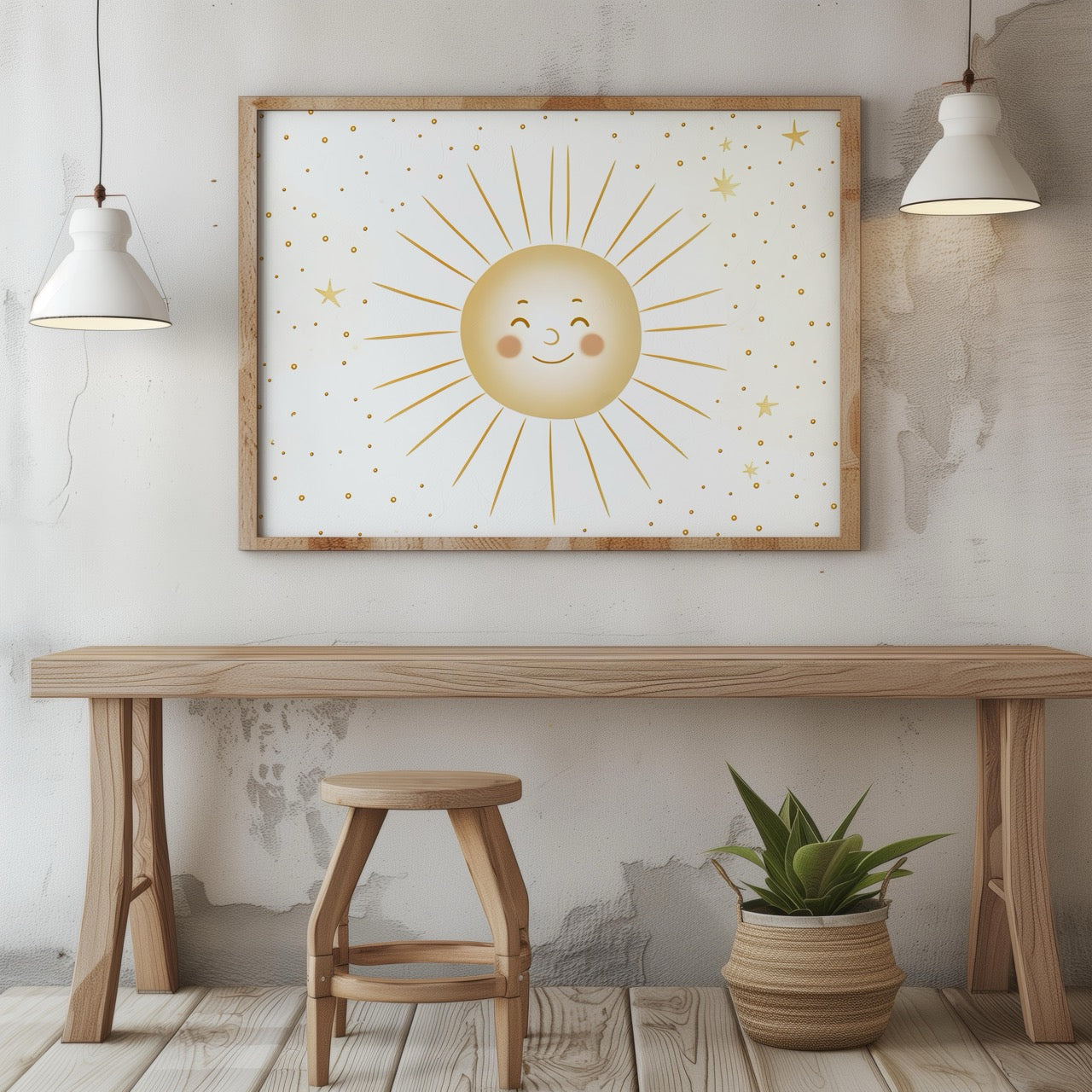 Whimsical Golden Smiley Sunshine - Rolled Poster Wall Art Print | House Prints