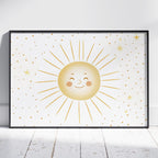 Whimsical Golden Smiling Sunshine - Rolled Poster Wall Art Print | House Prints