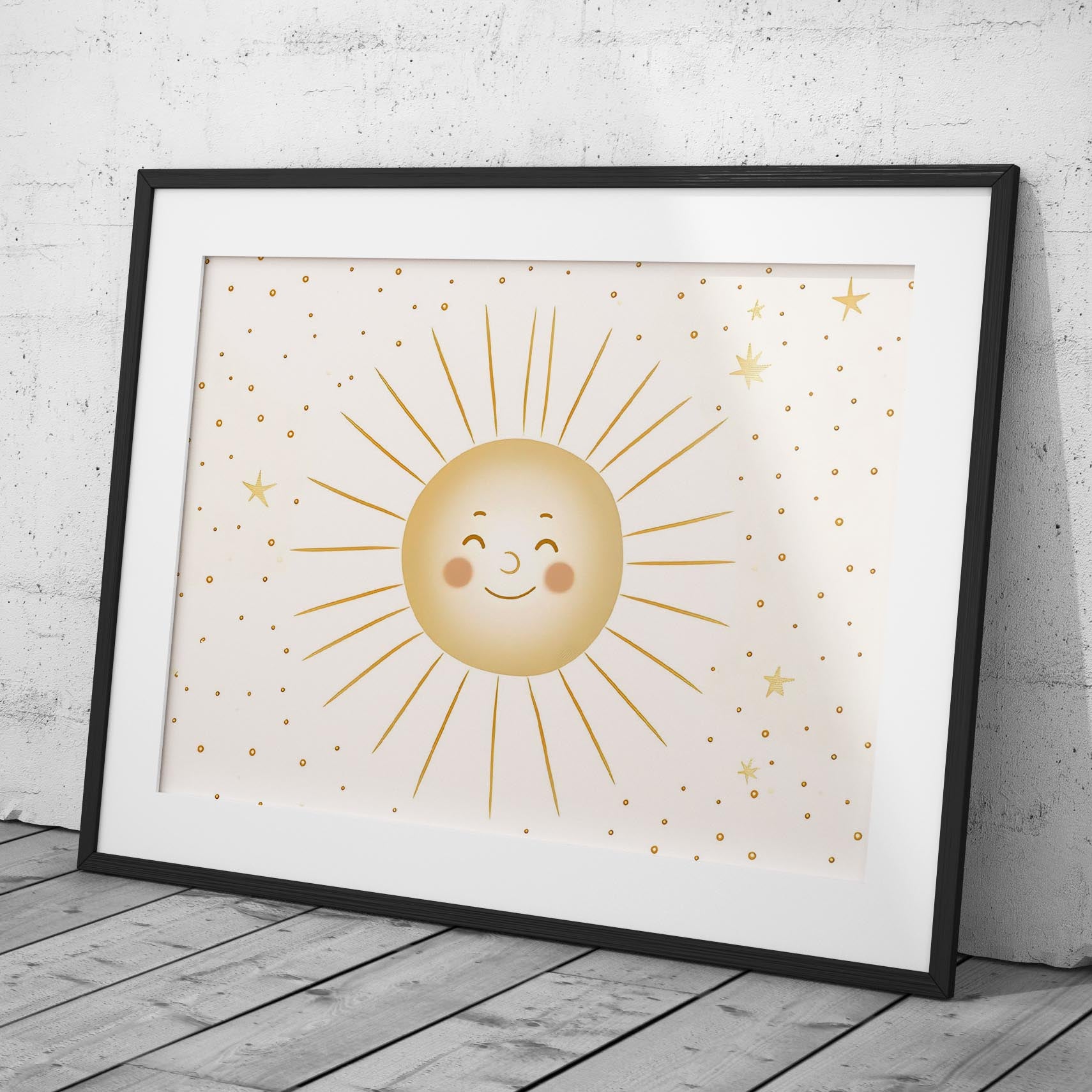 Whimsical Golden Smiley Sunshine - Rolled Poster Wall Art Print | House Prints