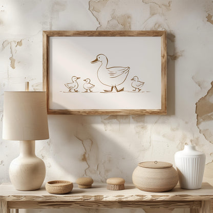 Mother Duck & Ducklings Springtime Nursery - Rolled Poster Wall Art Print - House Prints