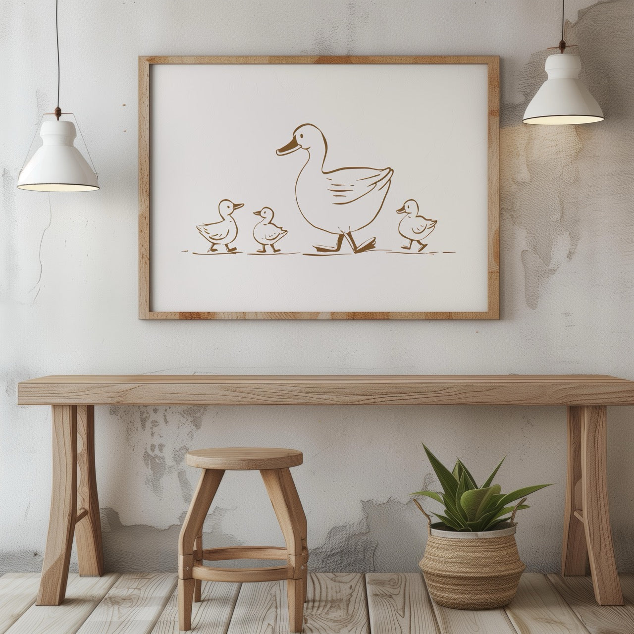 Mother Duck & Ducklings Springtime Nursery - Rolled Poster Wall Art Print - House Prints