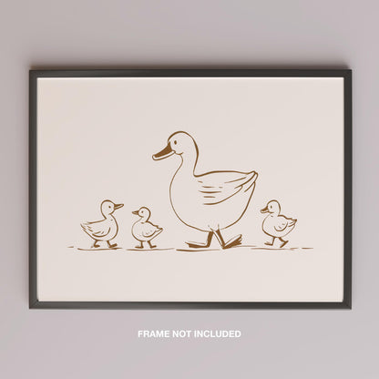 Mother Duck & Ducklings Springtime Nursery - Rolled Poster Wall Art Print - House Prints