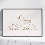 Mother Duck & Ducklings Springtime Nursery - Rolled Poster Wall Art Print | House Prints