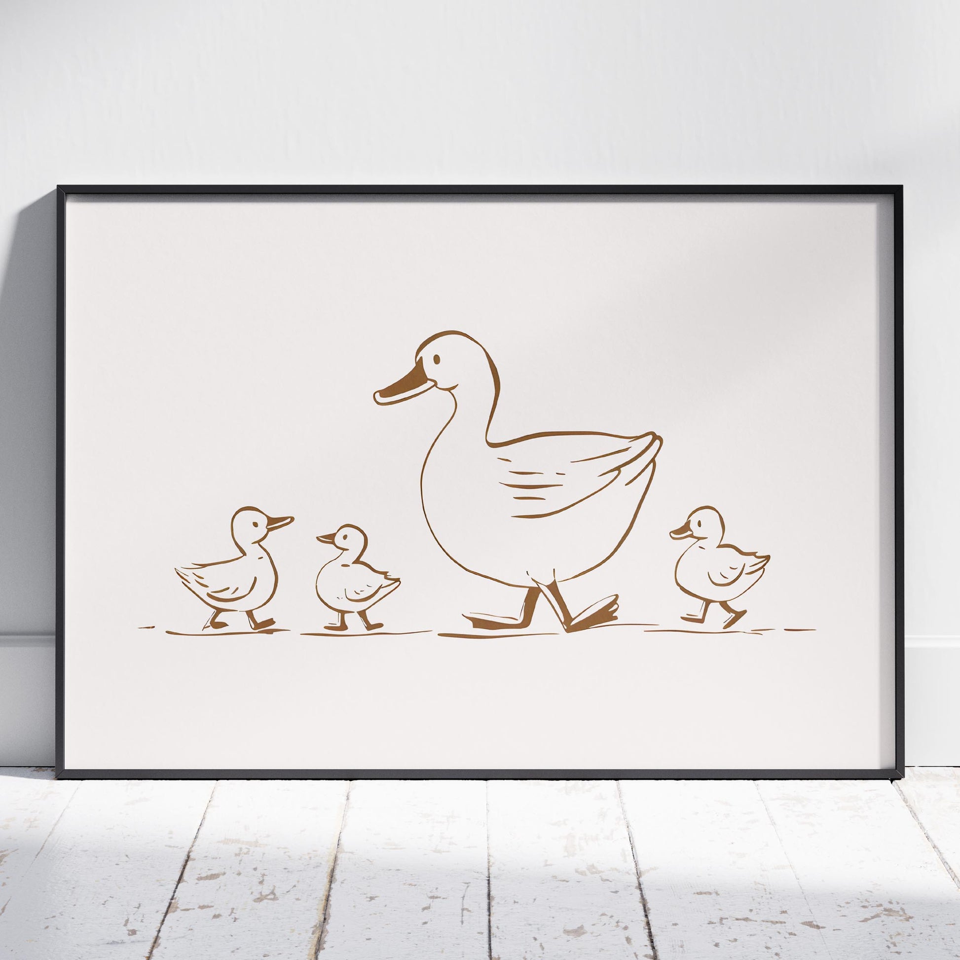 Mother Duck & Ducklings Springtime Nursery - Rolled Poster Wall Art Print - House Prints