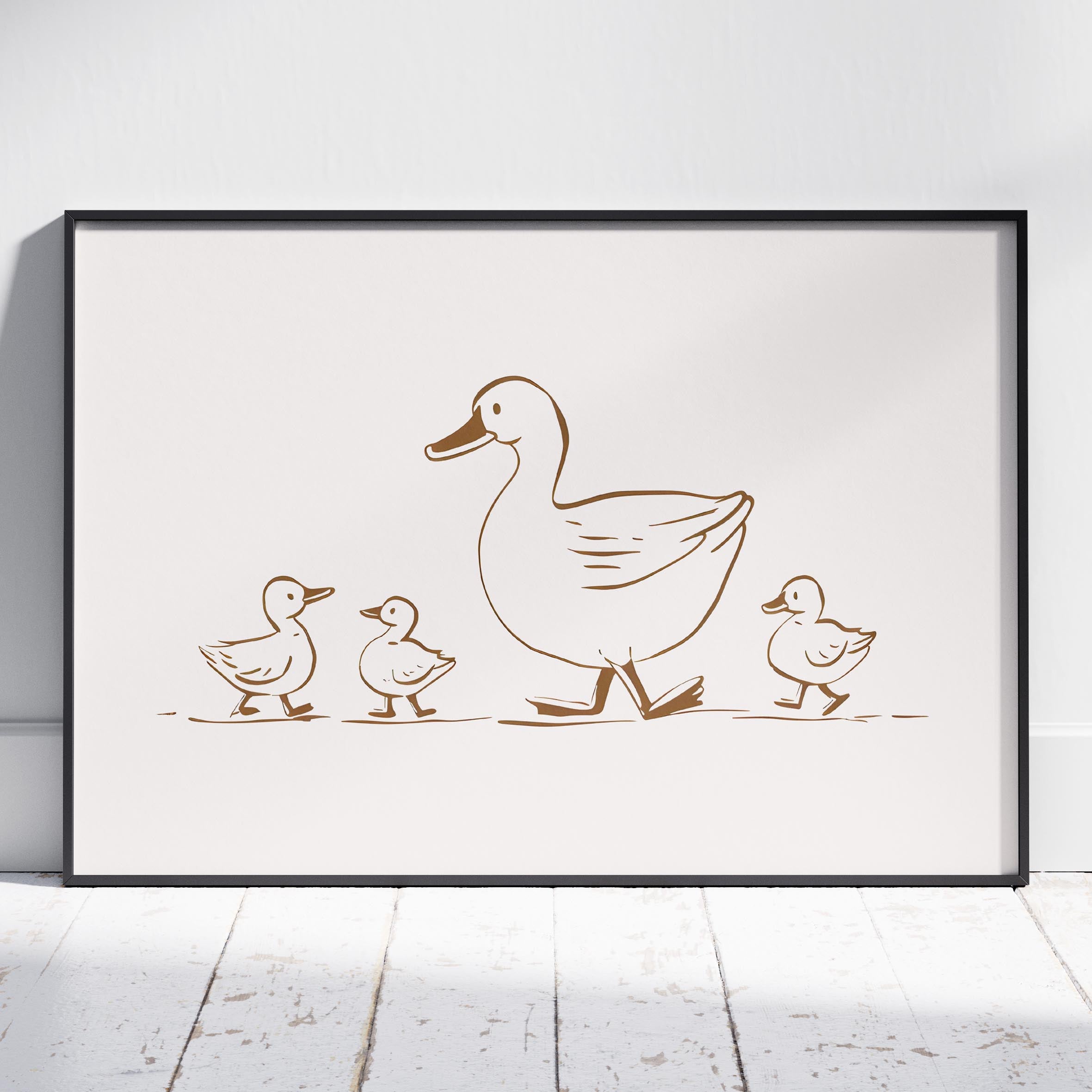 Mother Duck & Ducklings Springtime Nursery - Rolled Poster Wall Art Print | House Prints