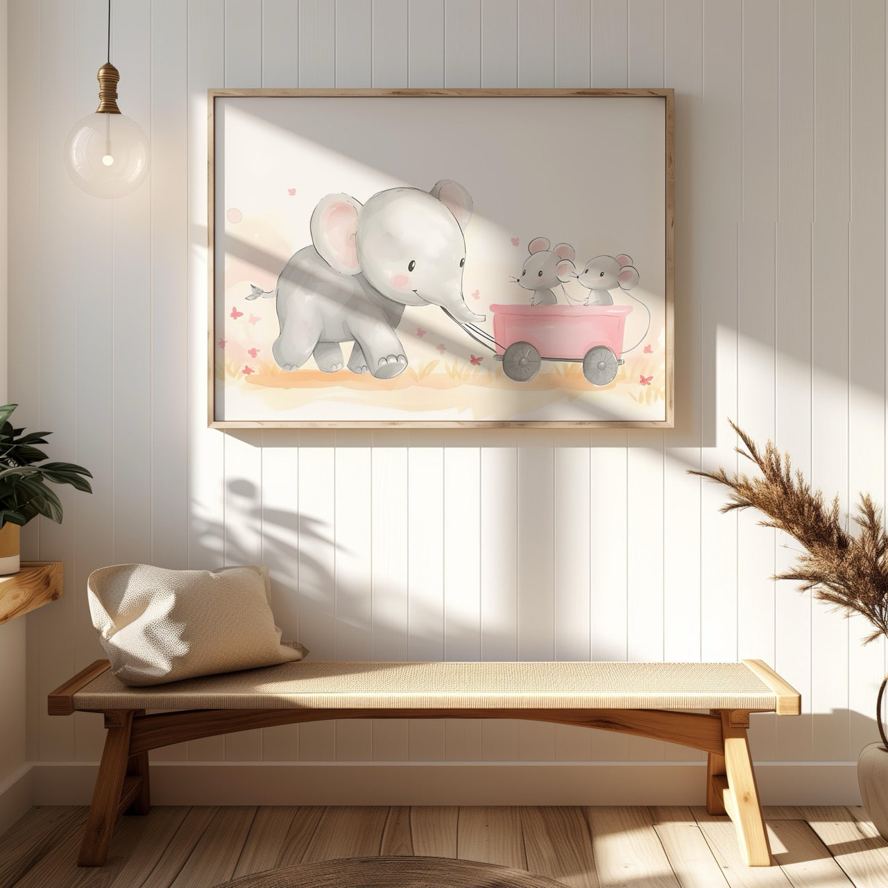 Cute Nursery Elephant & Friends Playtime - Rolled Poster Wall Art Print | House Prints