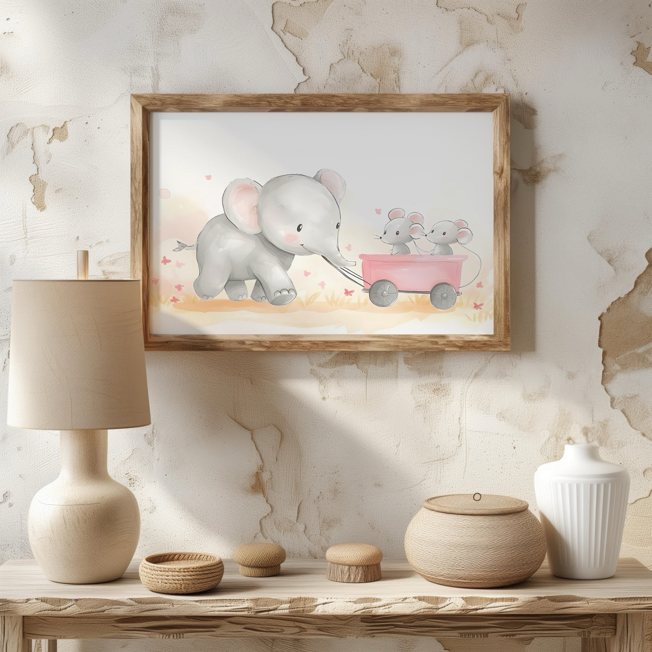 Cute Nursery Elephant & Friends Playtime - Rolled Poster Wall Art Print | House Prints