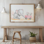 Cute Nursery Elephant & Friends Playtime - Rolled Poster Wall Art Print | House Prints