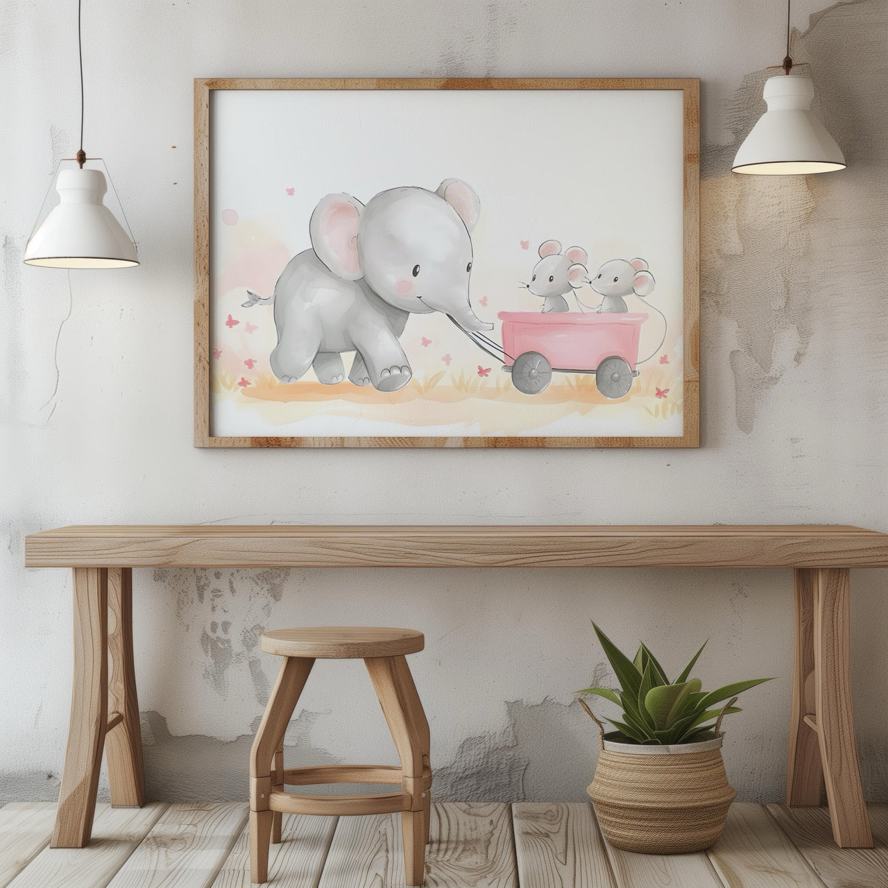 Cute Nursery Elephant & Friends Playtime - Rolled Poster Wall Art Print | House Prints