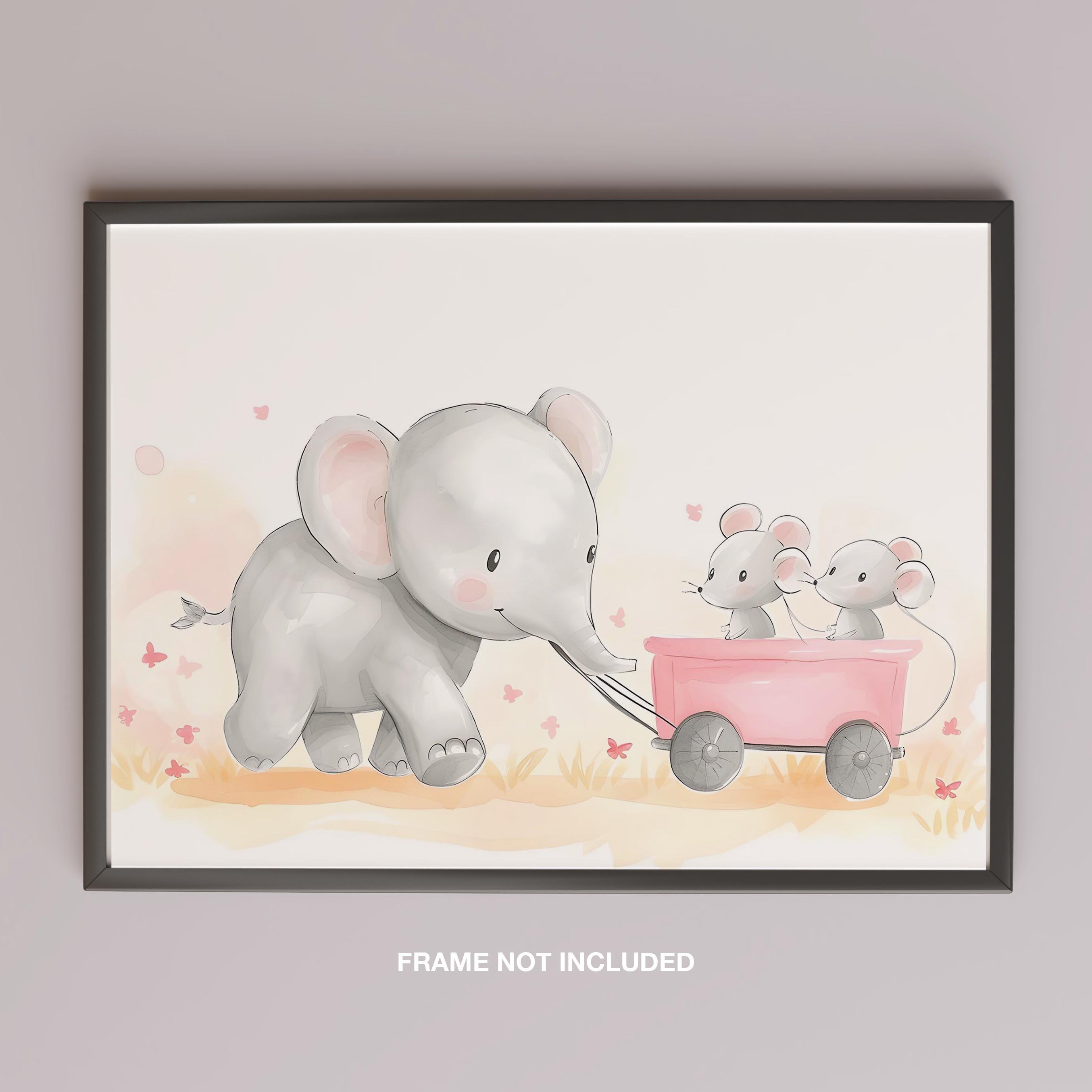 Cute Nursery Elephant & Friends Playtime - Rolled Poster Wall Art Print | House Prints