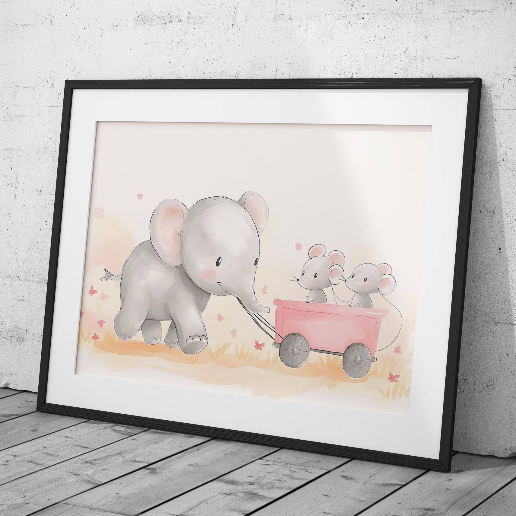 Cute Nursery Elephant & Friends Playtime - Rolled Poster Wall Art Print | House Prints