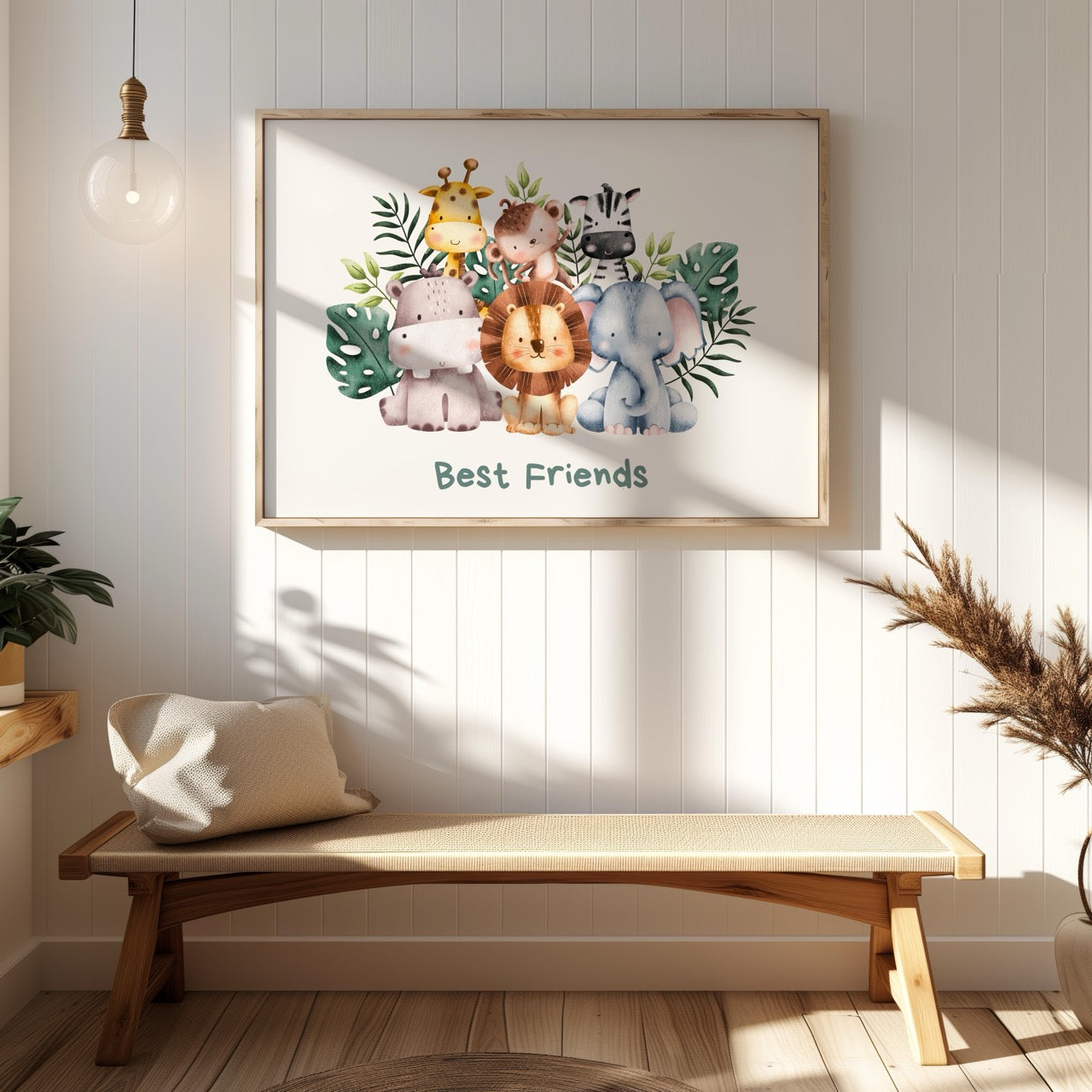 Adorable Nursery Safari Animal Best Friends - Rolled Poster Wall Art Print | House Prints