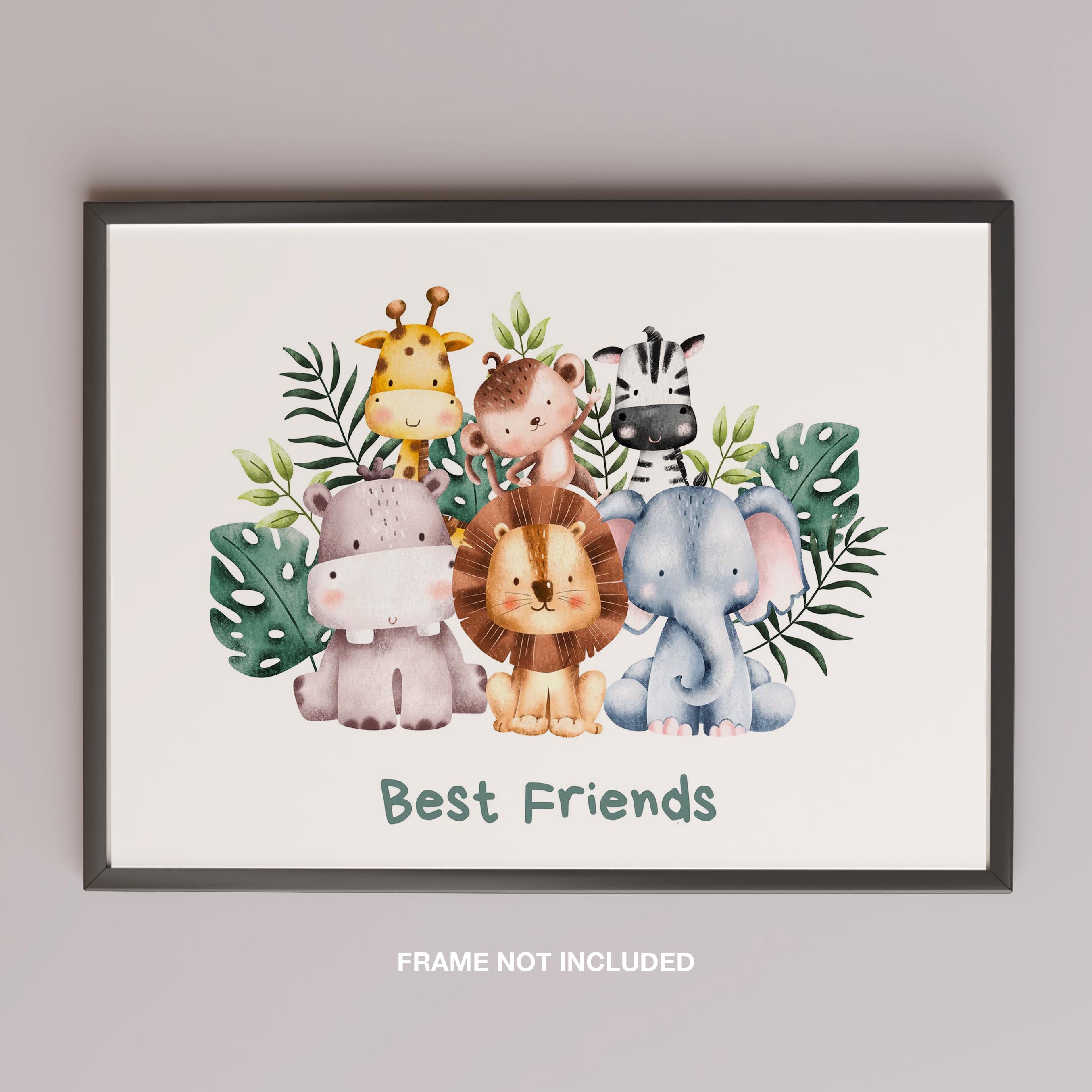Adorable Nursery Safari Animal Best Friends - Rolled Poster Wall Art Print | House Prints