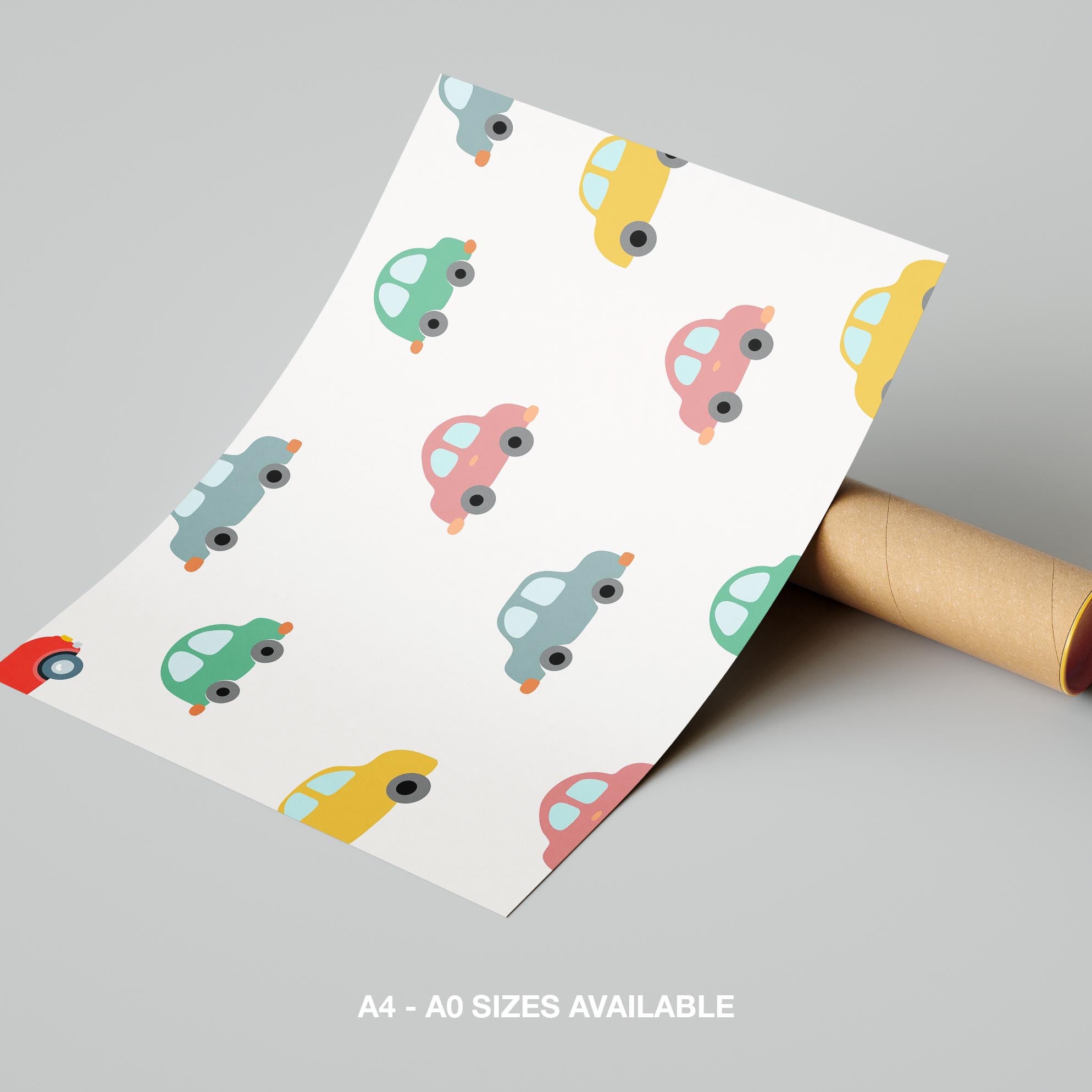 Playful Nursery Colourful Cars - Rolled Poster Wall Art Print | House Prints