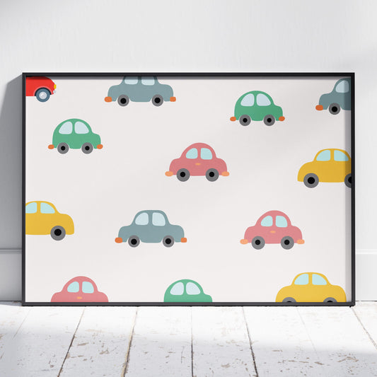 Playful Nursery Colourful Cars - Rolled Poster Wall Art Print - House Prints