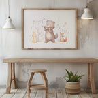 Cute Nursery Bear & Animal Friends - Rolled Poster Wall Art Print | House Prints