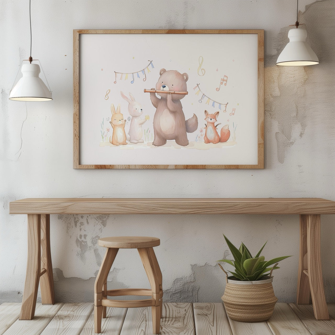 Cute Nursery Bear & Animal Friends - Rolled Poster Wall Art Print | House Prints
