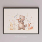 Cute Nursery Bear & Animal Friends - Rolled Poster Wall Art Print | House Prints
