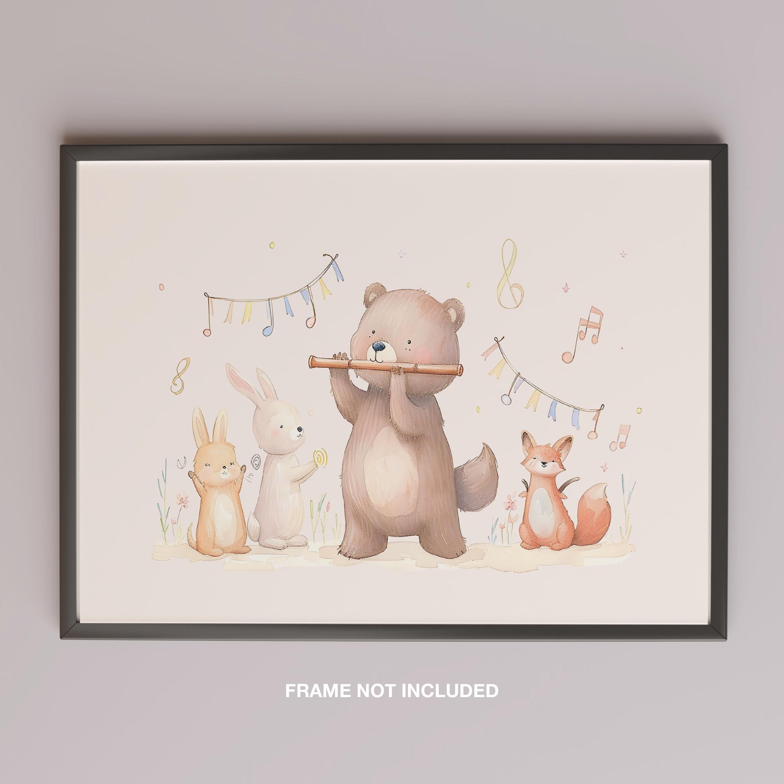 Cute Nursery Bear & Animal Friends - Rolled Poster Wall Art Print | House Prints