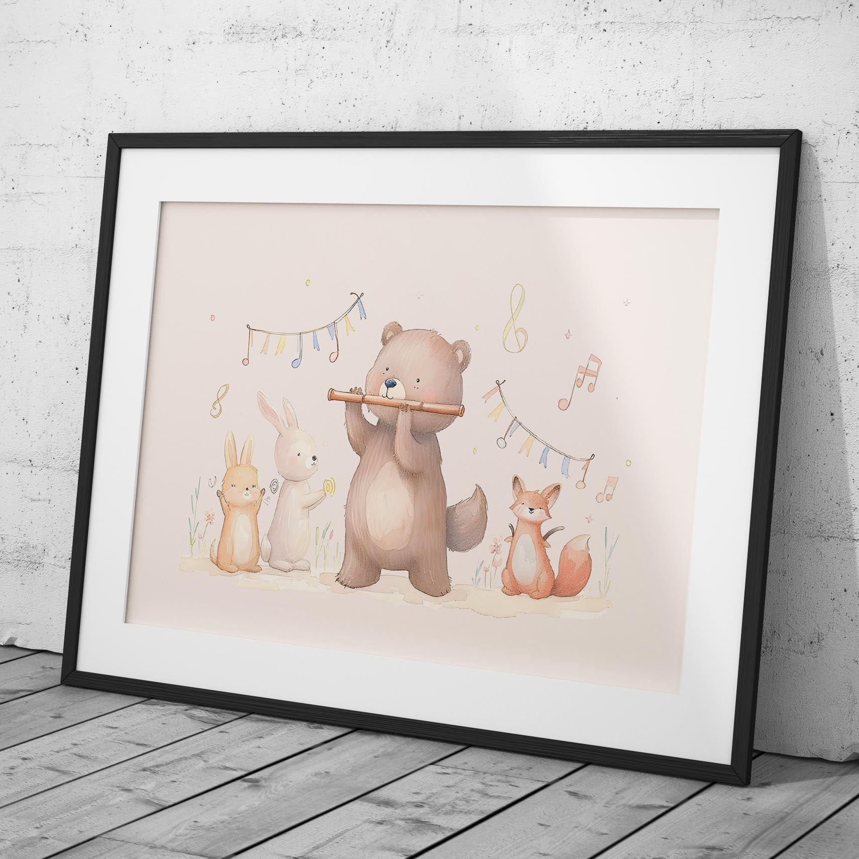 Cute Nursery Bear & Animal Friends - Rolled Poster Wall Art Print | House Prints