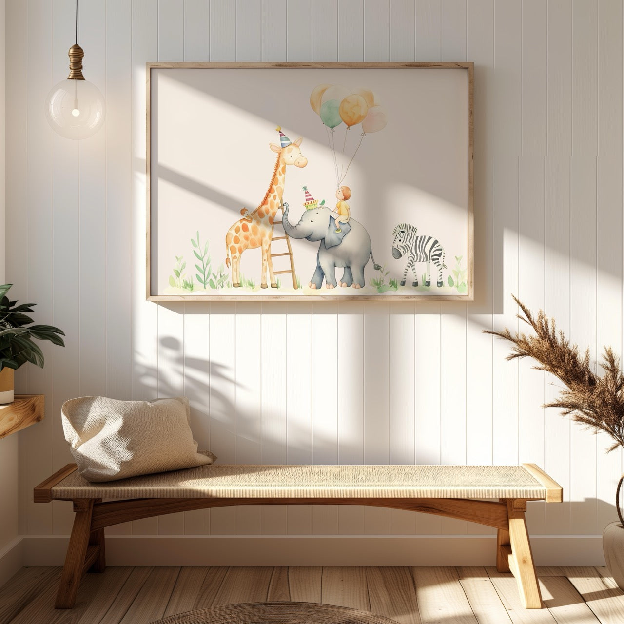Cute Safari Animal Birthday Balloons - Rolled Poster Wall Art Print | House Prints