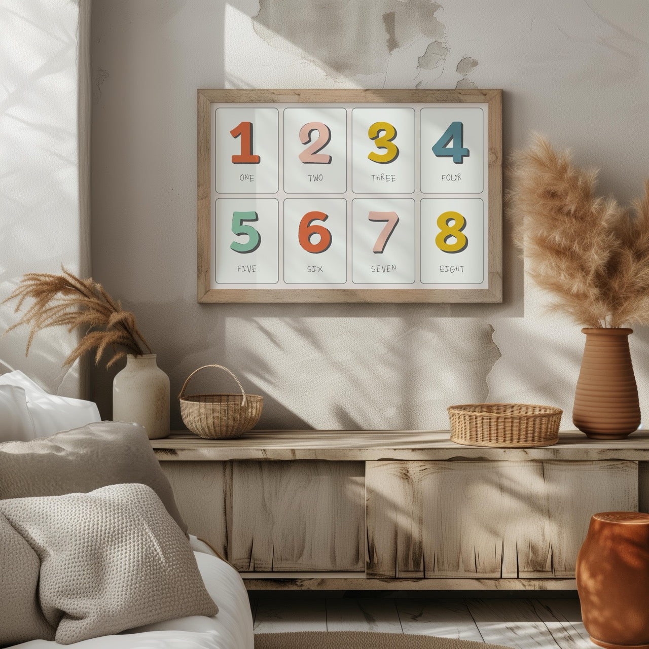 Playful Nursery Counting Colourful Numbers  - Rolled Poster Wall Art Print - House Prints