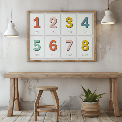Playful Nursery Counting Colourful Numbers  - Rolled Poster Wall Art Print - House Prints